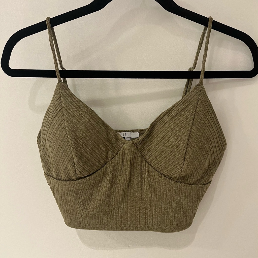 Iris Green Spaghetti Strap Crop Top Size Large